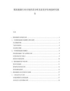 煤炭能源行業(yè)市場供需分析及前景評估規(guī)劃研究報告