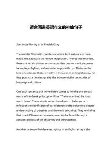 適合寫進英語作文的神仙句子