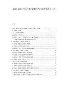 2025-2030電影產(chǎn)業(yè)電影制作與電影營銷發(fā)展分析