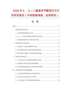 2026年２，５—二氨基苯甲酸項目可行性研究報告（市場數(shù)據(jù)調(diào)查、監(jiān)測研究）