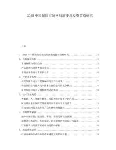 2025中國保險市場格局演變及投資策略研究
