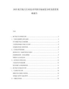 2025航空航天行業技術革新市場深度分析及投資策略報告