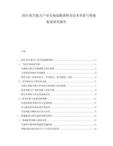 2025航空航天產業市場前瞻調研及技術革新與資源配置研究報告