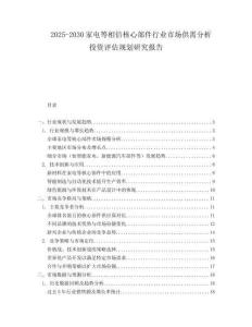 2025-2030家電等相信核心部件行業市場供需分析投資評估規劃研究報告