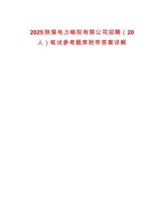 2025陜煤電力略陽有限公司招聘（20人）筆試參考題庫附帶答案詳解