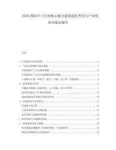 2025國防軍工行業核心能力建設深度考究與產業化布局建議報告