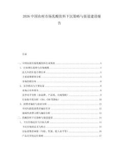 2026中國農村市場乳酸飲料下沉策略與渠道建設報告