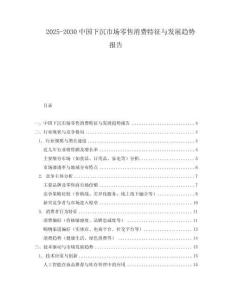 2025-2030中國下沉市場零售消費特征與發展趨勢報告