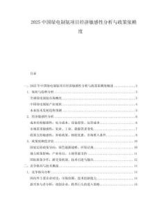 2025中國(guó)綠電制氨項(xiàng)目經(jīng)濟(jì)敏感性分析與政策依賴度