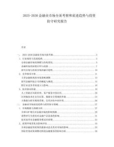 2025-2030金融業(yè)市場全面考察和前進趨勢與投資防守研究報告