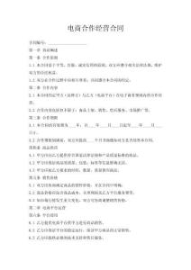 電商合作經(jīng)營合同