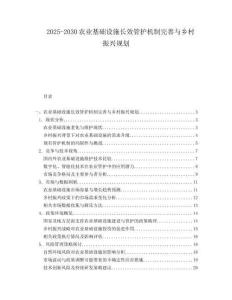 2025-2030農業基礎設施長效管護機制完善與鄉村振興規劃