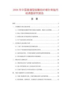 2026年中國普通型硅酸鋁纖維針刺毯市場調(diào)查研究報(bào)告