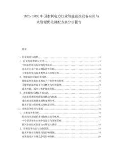 2025-2030中國(guó)水利電力行業(yè)智能監(jiān)控設(shè)備應(yīng)用與水資源優(yōu)化調(diào)配方案分析報(bào)告