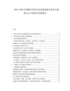 2025-2030中國數字經濟行業發展趨勢分析及大數據與云計算技術發展報告