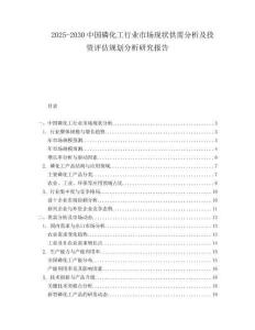 2025-2030中國磷化工行業市場現狀供需分析及投資評估規劃分析研究報告