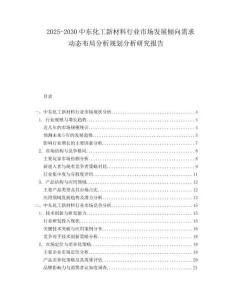2025-2030中東化工新材料行業市場發展傾向需求動態布局分析規劃分析研究報告