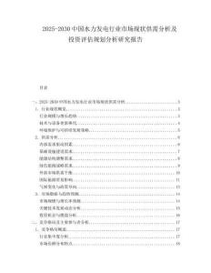 2025-2030中國水力發(fā)電行業(yè)市場現(xiàn)狀供需分析及投資評估規(guī)劃分析研究報告