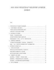 2025-2030中國光伏發電產業技術革新與市場需求分析報告