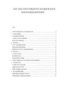 2025-2030中國汽車測試評估行業市場供需分析及投資評估規劃分析研究報告