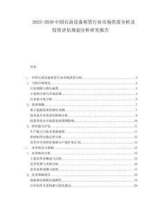 2025-2030中國石油設備租賃行業市場供需分析及投資評估規劃分析研究報告