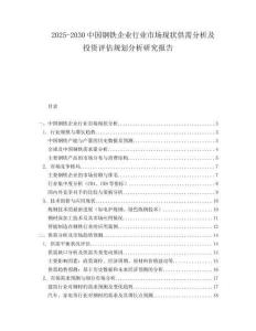 2025-2030中國鋼鐵企業行業市場現狀供需分析及投資評估規劃分析研究報告