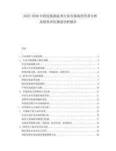 2025-2030中國(guó)包裝新技術(shù)行業(yè)市場(chǎng)現(xiàn)狀供需分析及投資評(píng)估規(guī)劃分析報(bào)告