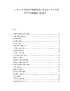 2025-2030中國(guó)汽車配件行業(yè)市場(chǎng)競(jìng)爭(zhēng)供需分析發(fā)展投資評(píng)估規(guī)劃分析報(bào)告