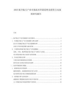 2025航空航天產業市場技術革新趨勢及投資方向深度研究報告