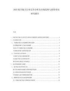 2025航空航天行業完全分析及市場趨勢與投資布局研究報告