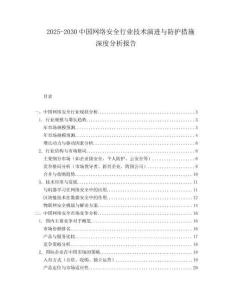 2025-2030中國網絡安全行業技術演進與防護措施深度分析報告