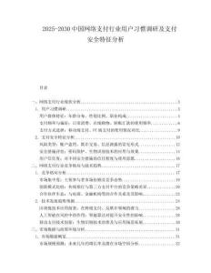 2025-2030中國(guó)網(wǎng)絡(luò)支付行業(yè)用戶習(xí)慣調(diào)研及支付安全特征分析