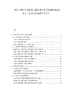 2025-2030中國(guó)鐵路工程行業(yè)市場(chǎng)深度調(diào)研及發(fā)展趨勢(shì)與投資價(jià)值評(píng)估研究報(bào)告