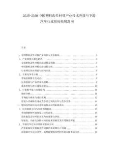 2025-2030中國(guó)塑料改性材料產(chǎn)業(yè)技術(shù)升級(jí)與下游汽車行業(yè)應(yīng)用拓展意向