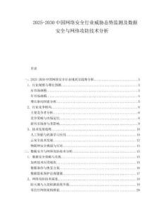 2025-2030中國網絡安全行業威脅態勢監測及數據安全與網絡攻防技術分析