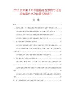 2026及未來5年中國柏油洗滌劑市場現狀數據分析及前景預測報告