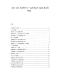 2025-2030中國塑料粒子通用型改性工藝改善系統研究