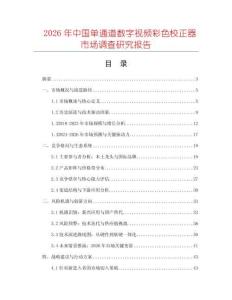 2026年中國單通道數字視頻彩色校正器市場調查研究報告