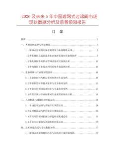 2026及未來5年中國濾網式過濾閥市場現狀數據分析及前景預測報告