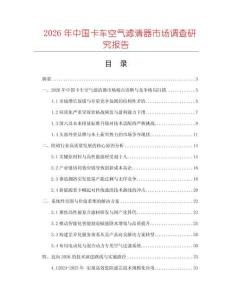 2026年中國卡車空氣濾清器市場調(diào)查研究報告