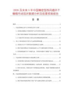 2026及未來5年中國精密型熱風循環(huán)干燥箱市場現狀數據分析及前景預測報告