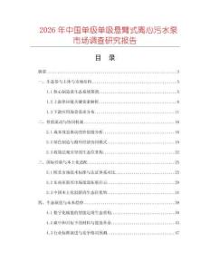 2026年中國單級單吸懸臂式離心污水泵市場調查研究報告