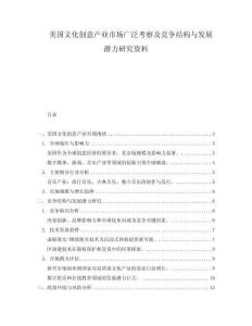 美國(guó)文化創(chuàng)意產(chǎn)業(yè)市場(chǎng)廣泛考察及競(jìng)爭(zhēng)結(jié)構(gòu)與發(fā)展?jié)摿ρ芯抠Y料