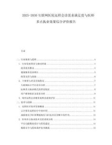 2025-2030互聯網醫院遠程會診需求滿足度與醫師多點執業效果綜合評價報告