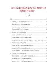 2025年中國有線電視DVB數(shù)字機頂盒數(shù)據(jù)監(jiān)測報告