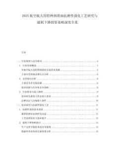 2025航空航天用特種潤滑油抗磨性強化工藝研究與能耗下降投資策略深度全某