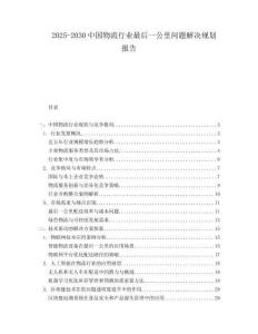 2025-2030中國物流行業(yè)最后一公里問題解決規(guī)劃報(bào)告