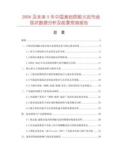 2026及未來5年中國高鋁質耐火泥市場現狀數據分析及前景預測報告