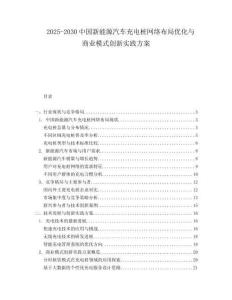 2025-2030中國新能源汽車充電樁網(wǎng)絡(luò)布局優(yōu)化與商業(yè)模式創(chuàng)新實(shí)踐方案