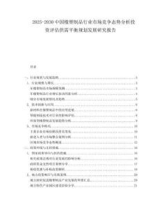 2025-2030中國橡塑制品行業市場競爭態勢分析投資評估供需平衡規劃發展研究報告